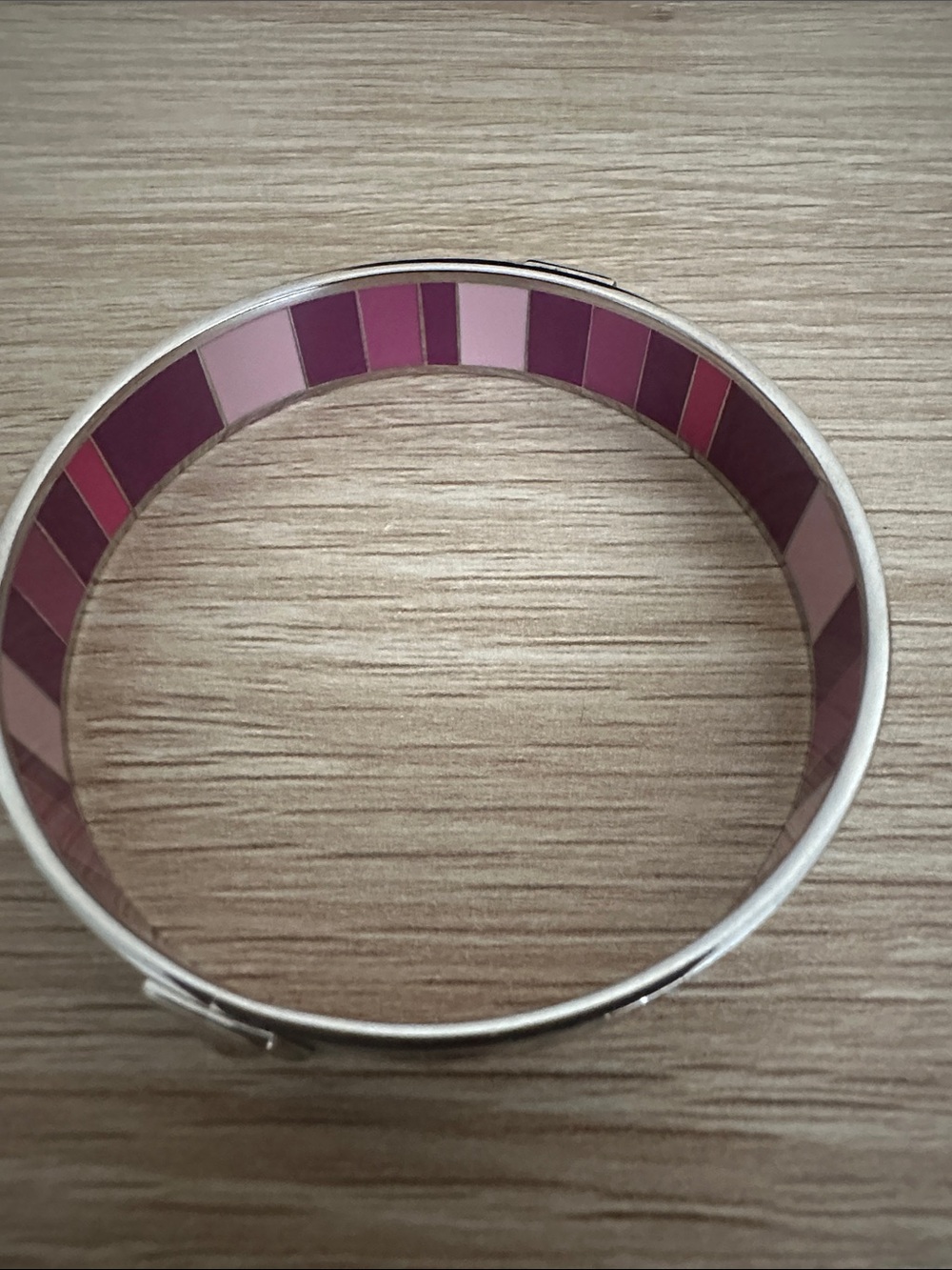 Vintage Y2K Coach Signature Script Enamel Bangle Bracelet Purple & Pink Stripes - Picture 9 of 11